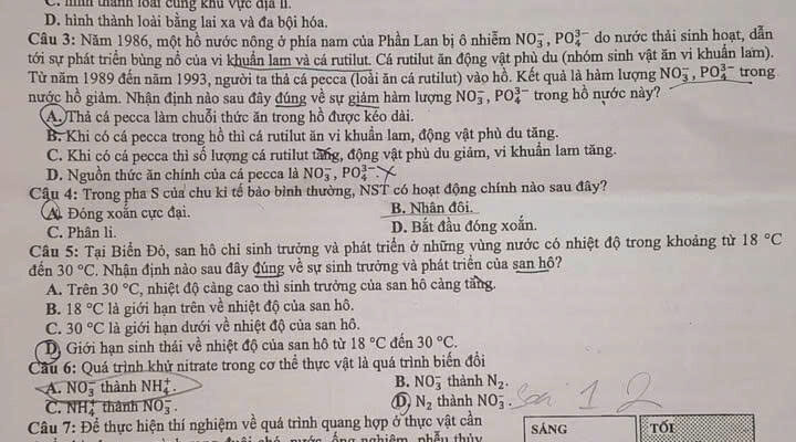 Đề Thi Tốt Nghiệp THPT Môn Sinh 2025