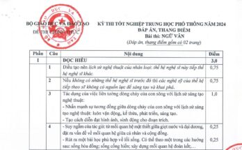 Đáp án Đề chính thức kỳ thi tốt nghiệp THPT năm 2024 môn Ngữ Văn
