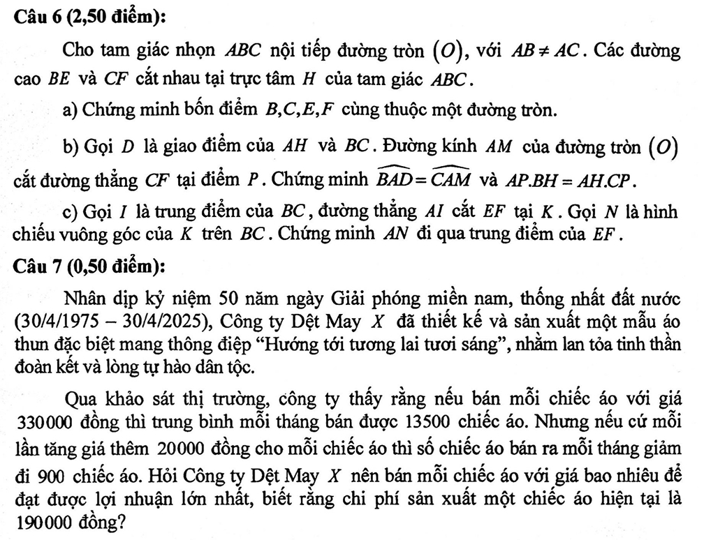Đề tuyển sinh lớp 10 môn Toán năm 2025 – 2026 sở GD&ĐT Khánh Hòa
