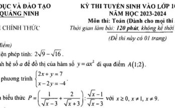 Đề tuyển sinh vào lớp 10 môn Toán năm 2023 – 2024 sở GD&ĐT Quảng Ninh