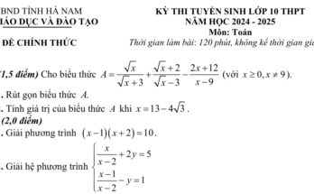 Đề tuyển sinh lớp 10 THPT môn Toán năm 2024 – 2025 sở GD&ĐT Hà Nam