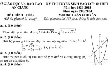 Đề tuyển sinh lớp 10 môn Toán (chuyên) năm 2024 – 2025 sở GD&ĐT An Giang