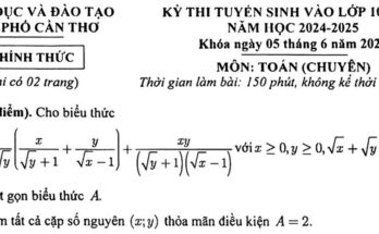 Đề tuyển sinh lớp 10 môn Toán (chuyên) năm 2024 – 2025 sở GD&ĐT Cần Thơ