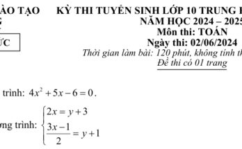 Đề tuyển sinh lớp 10 THPT môn Toán năm 2024 – 2025 sở GD&ĐT Hải Dương