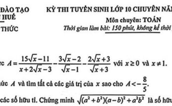 Đề tuyển sinh lớp 10 chuyên môn Toán năm 2024 – 2025 sở GD&ĐT Thừa Thiên Huế