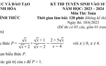 Đề tuyển sinh vào lớp 10 môn Toán năm 2023 – 2024 sở GD&ĐT Thanh Hóa