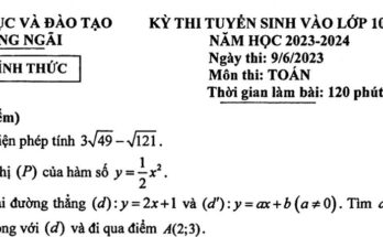 Đề tuyển sinh vào lớp 10 môn Toán năm 2023 – 2024 sở GD&ĐT Quảng Ngãi