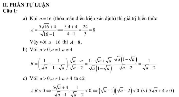 đáp án Đề tuyển sinh vào lớp 10 môn Toán năm 2023 – 2024 sở GD&ĐT Phú Thọ