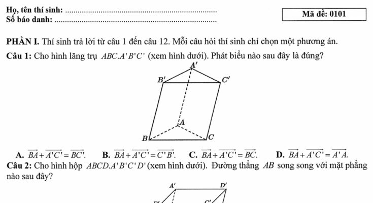 Đề chính thức kỳ thi tốt nghiệp THPT năm 2025 môn Toán