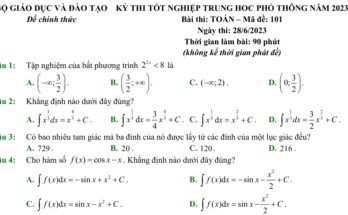 Đề chính thức kỳ thi tốt nghiệp THPT năm 2023 môn Toán