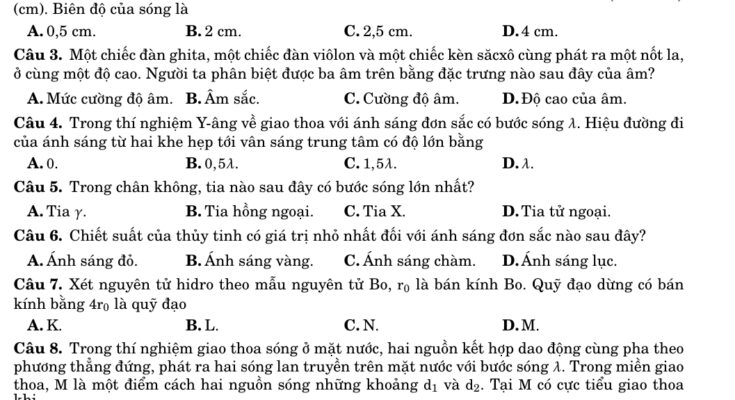 ĐỀ THI THPT 2023 MÔN VẬT LÝ